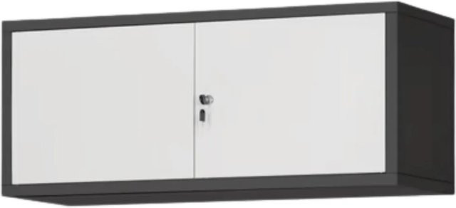 JAN NOWAK Schrankerweiterung für Aktenschrank mit 2 Flügeltüren aus Stahl, Anthrazit-Weiß, B: 90 cm, T: 40 cm, H: 38 cm - Bild 1