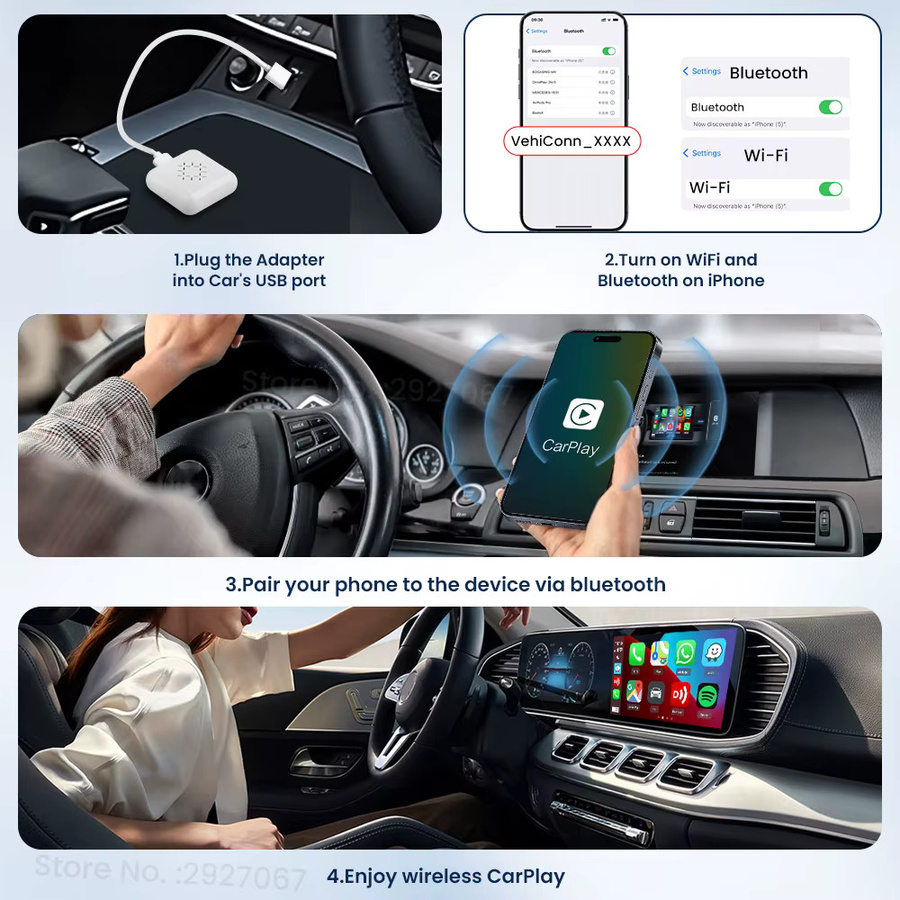CarlinKit Mini 3 Pro Wireless CarPlay und Android Auto Adapter in Weiß mit Dual Bluetooth und 5,8 GHz WiFi für OEM Auto Intelligent Systeme - Bild 4