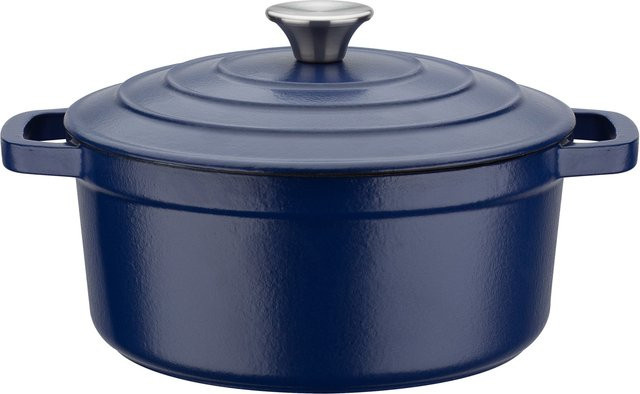 GSW Blue Magic Schmortopf aus emailliertem Gusseisen, Blau/Weiß, Durchmesser: 24 cm - Bild 1