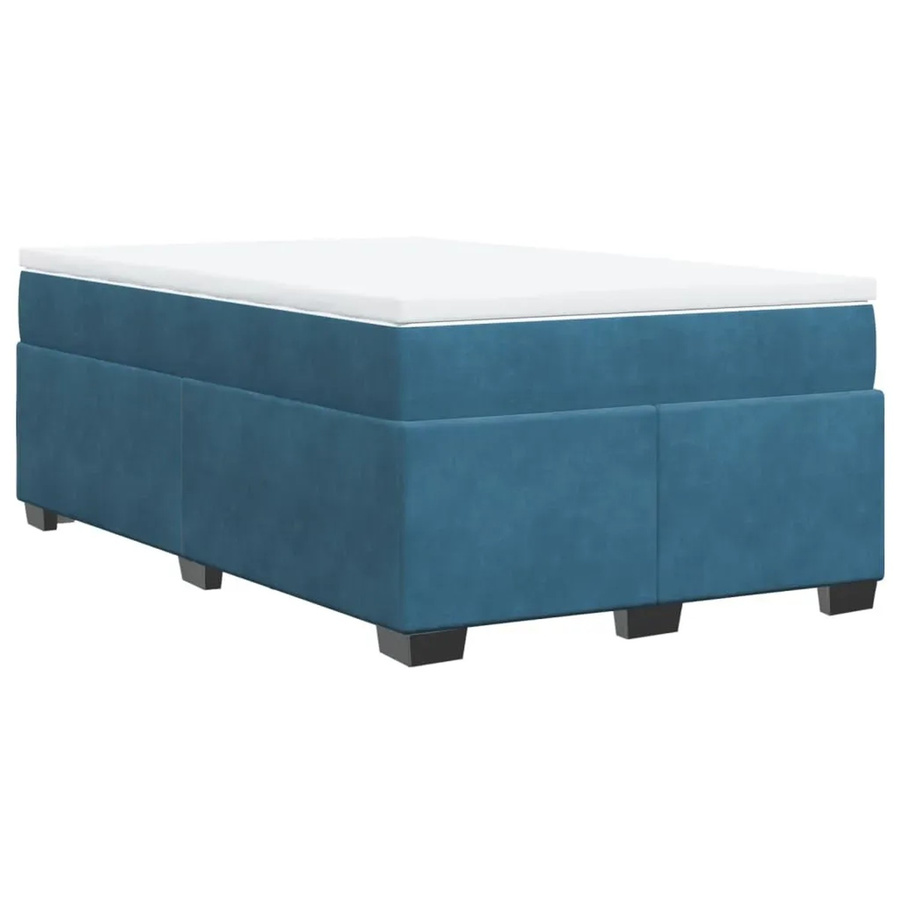 vidaXL Boxspringbett mit Matratze Dunkelblau aus Samt, Hybridbett mit Taschenfederkern, B/T: 120 x 190 cm - Bild 2