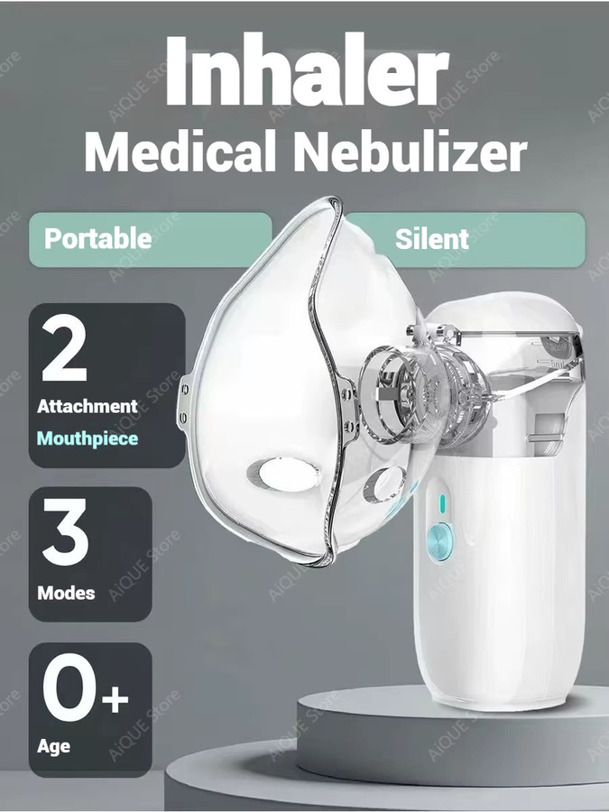 JUSTLANG Combo-Set Ultraschall-Netzvernebler in Weiß, tragbarer medizinischer Inhalator für Kinder und Erwachsene mit Etui - Bild 4