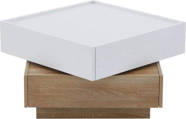 okwish Couchtisch mit Drehfunktion und Stauraum in Braun, B/T/H: 60 x 60 x 38 cm - Bild 1