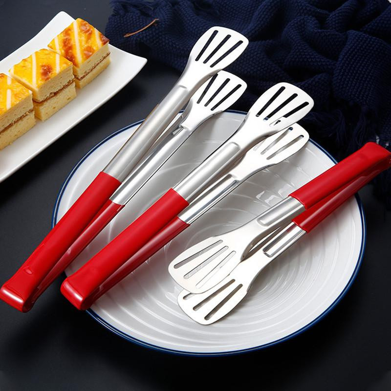 Yiran Furniture Grillzange aus Edelstahl mit Anti-Verbrühungs-Griff in Silber und Rot - Bild 4