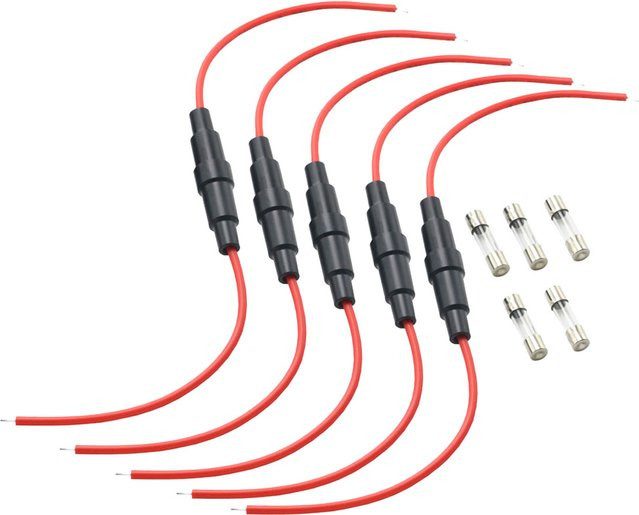 SHWB Glas Sicherung Halter Schrauben Set mit Draht Kabel und Sicherungsrohren 5x20mm und 6x30mm - Bild 1