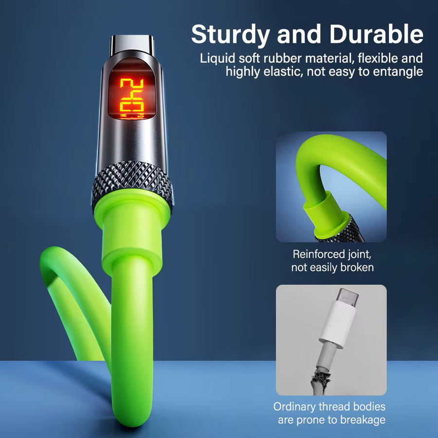Nephy USB-C auf USB-C Ladekabel mit LED-Anzeige, 240W superschnelles Datenkabel in Schwarz - Bild 4
