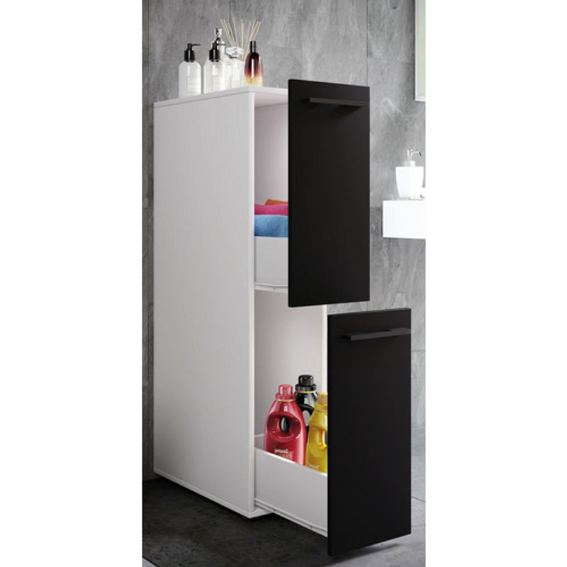 VCM Mehrzweckschrank Sadilo in Weiss mit internen Regalen und Schubladen, B/H/T: 25 x 110 x 50 cm - Bild 2