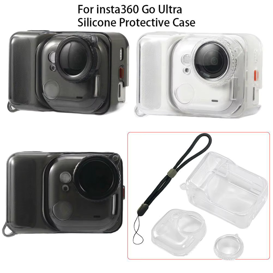 Transparentes Schutzhüllen-Set für Insta360 GO Ultra mit stoßfester Silikonhülle und Objektivabdeckung - Bild 2