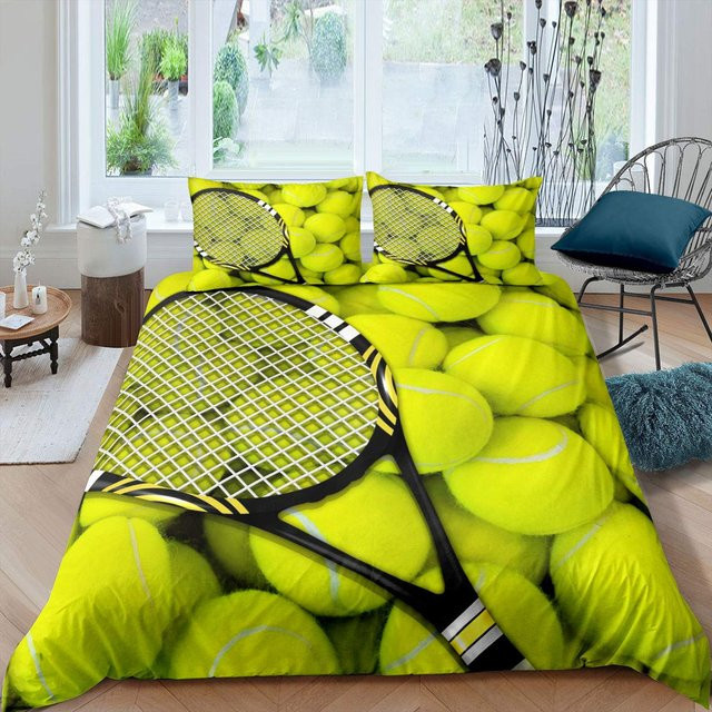 Bettwäsche-Set Binchi Fitness Tennisball Design aus Mikrofaser, Gelb, B/H: 135 x 200 cm - Bild 1