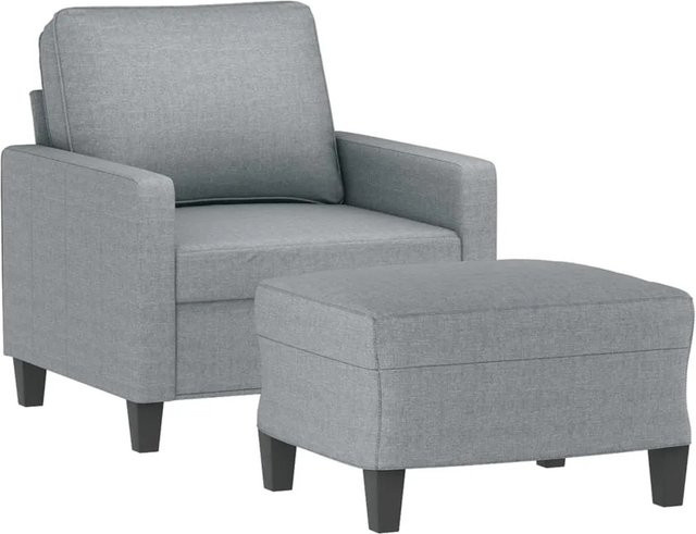 vidaXL Sessel mit Hocker in Hellgrau, moderner Relax-Sessel aus Stoff für dein Wohnzimmer - Bild 1