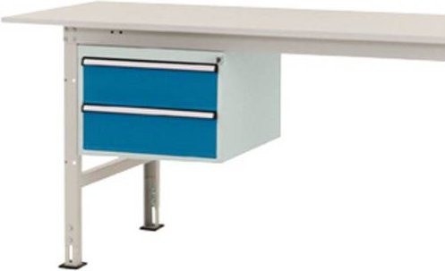 Manuflex PACKPOOL Gehäuse-Unterbau AS0005.5007 in Blau/Mehrfarbig mit 2 Schubfächern, Nutzhöhe: 300 mm, für Tischtiefe: 800 mm - Bild 1