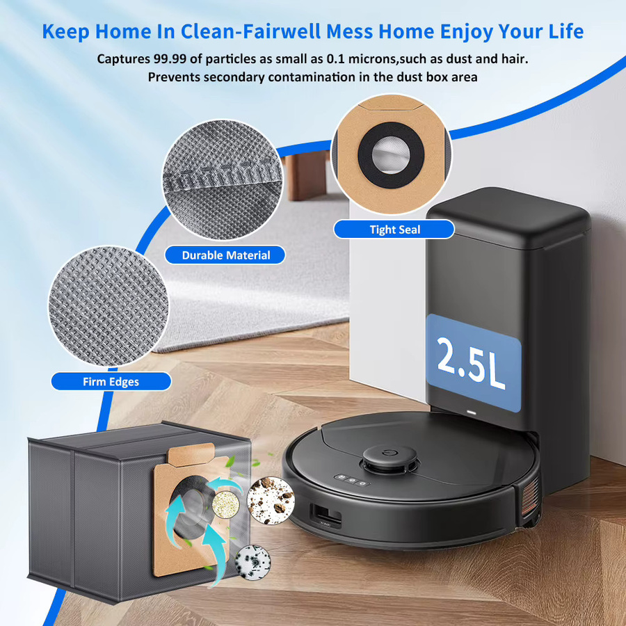 WINDNINJA Ersatz-Staubbeutel für Eufy X8 Pro SES und X10 Pro Omni Auto-Empty Station, hypoallergene Vlies-Beutel mit großem Fassungsvermögen - Bild 2