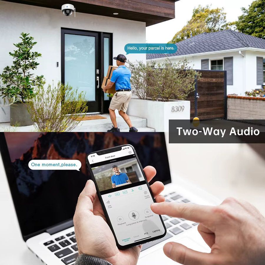 Zysecurity WiFi PoE Dome-IP-Kamera mit 5 MP, H.265, KI-Humanoiderkennung und Tonaufnahme, Farbe: Weiß - Bild 3