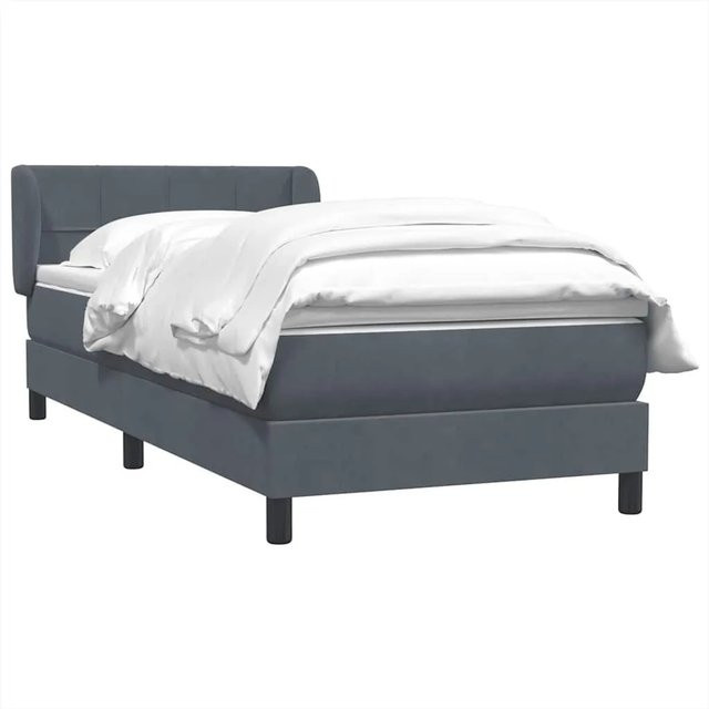 vidaXL Boxspringbett mit Matratze aus Samt in Dunkelgrau, B/T/H: 80 x 210 x 78 cm - Bild 1