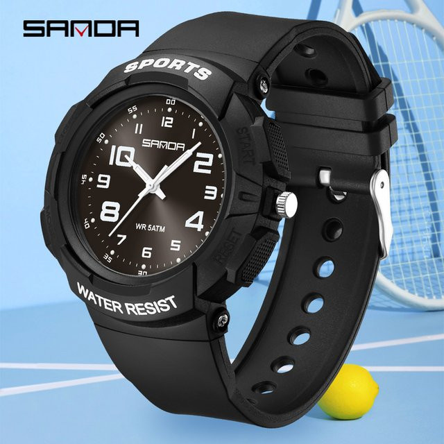 Sanda Sportuhr, Quarz, Kunststoff, Schwarz, Kinder - Bild 1