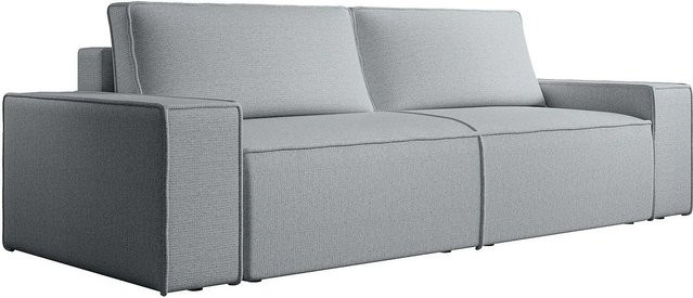 Vente-unique Schlafsofa Amelia in Grau mit Schlaffunktion und Armlehnen - Bild 1