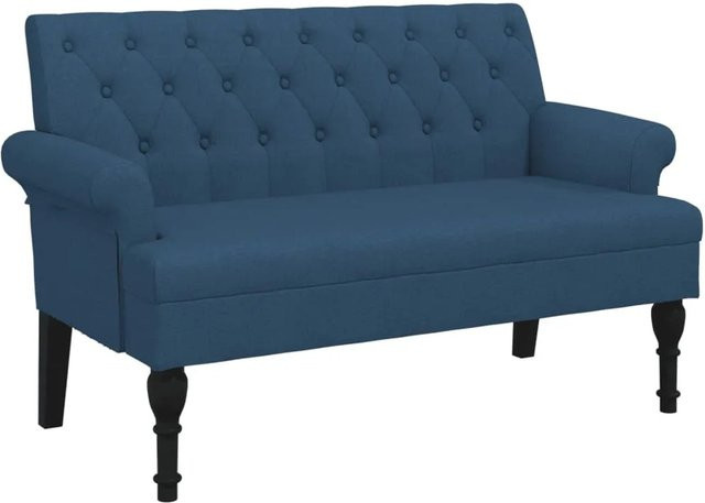 vidaXL Sitzbank mit Rückenlehne in Blau aus Stoff und Gummibaumholz, B/T/H: 120 x 62 x 75,5 cm - Bild 1