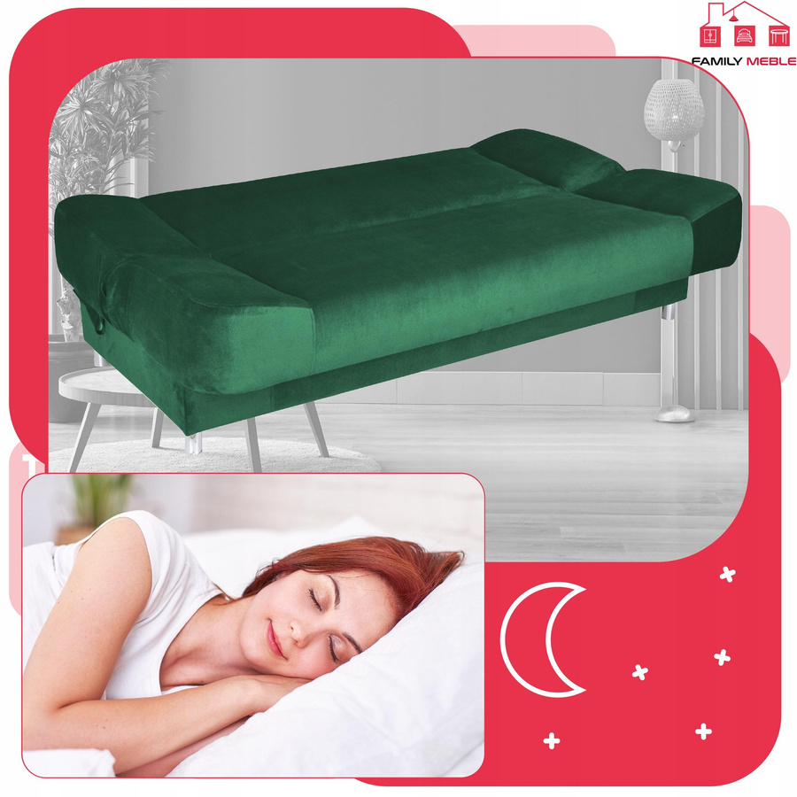 Schlafsofa Sara von Family Möbel in Grün mit Bonellfedern und Bettkasten, ausklappbares Sofa und Bett - Bild 5