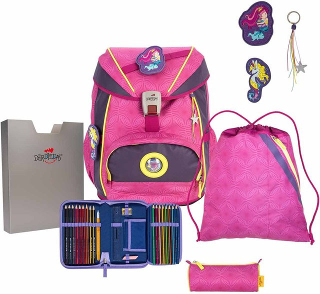 DerDieDas ErgoFlex Exklusiv Superflash Schulrucksack-Set 5-teilig mit Sportbeutel Pink Mermaid - Bild 1