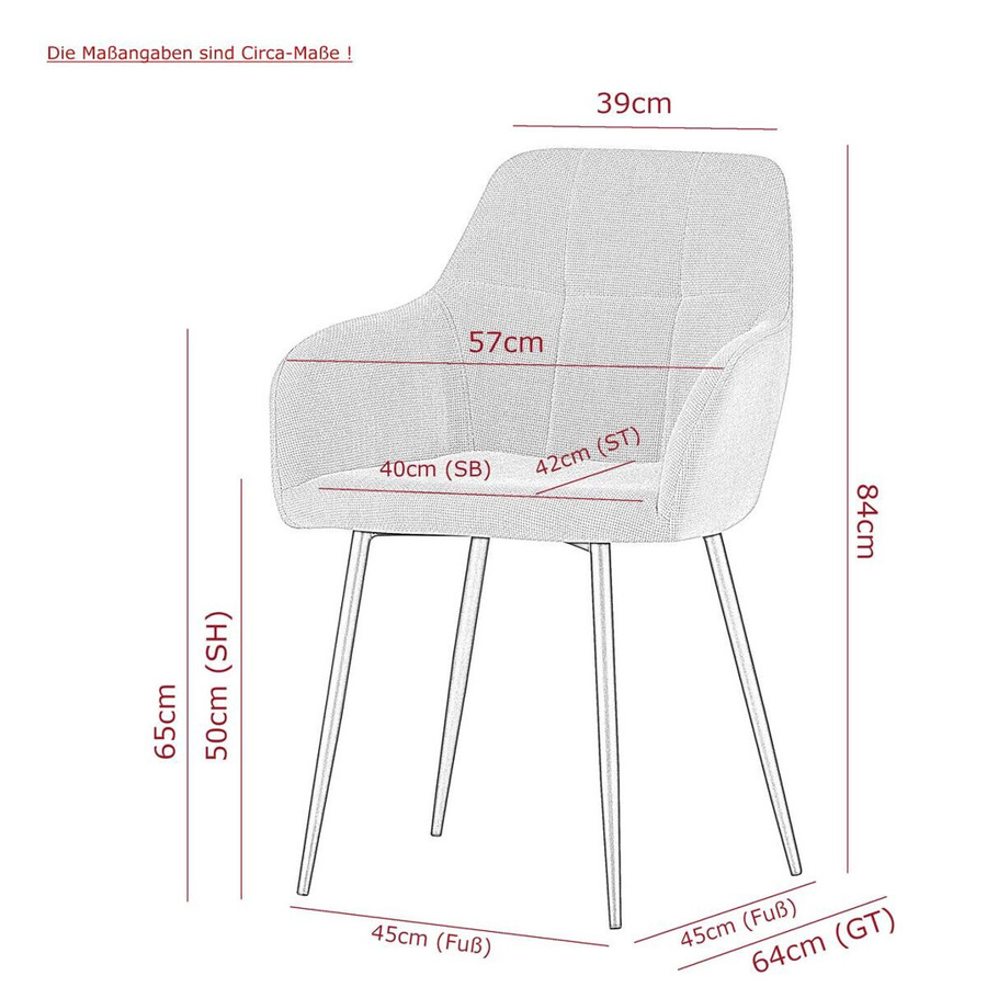 2er-Set Armlehnstühle Hela in Anthrazit aus Microfaser Webstoff, B/H/T: 55 x 84 x 61 cm - Bild 2