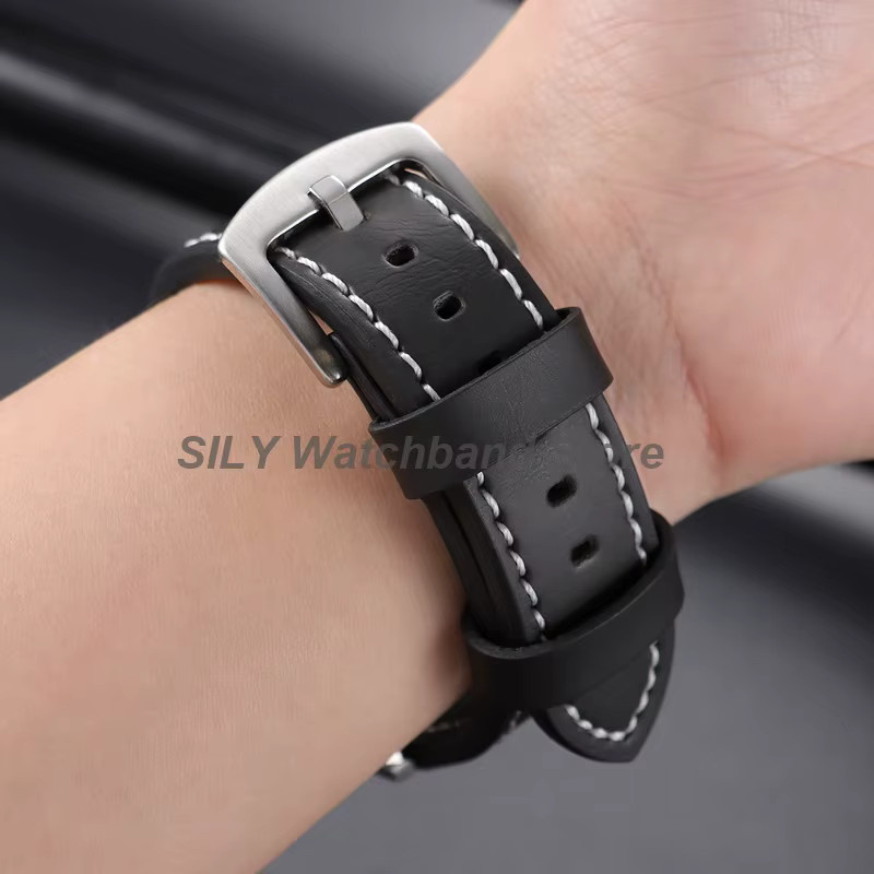 asukaband Uhrenarmband Leder, Vintage, Schwarz, Unisex - Bild 1