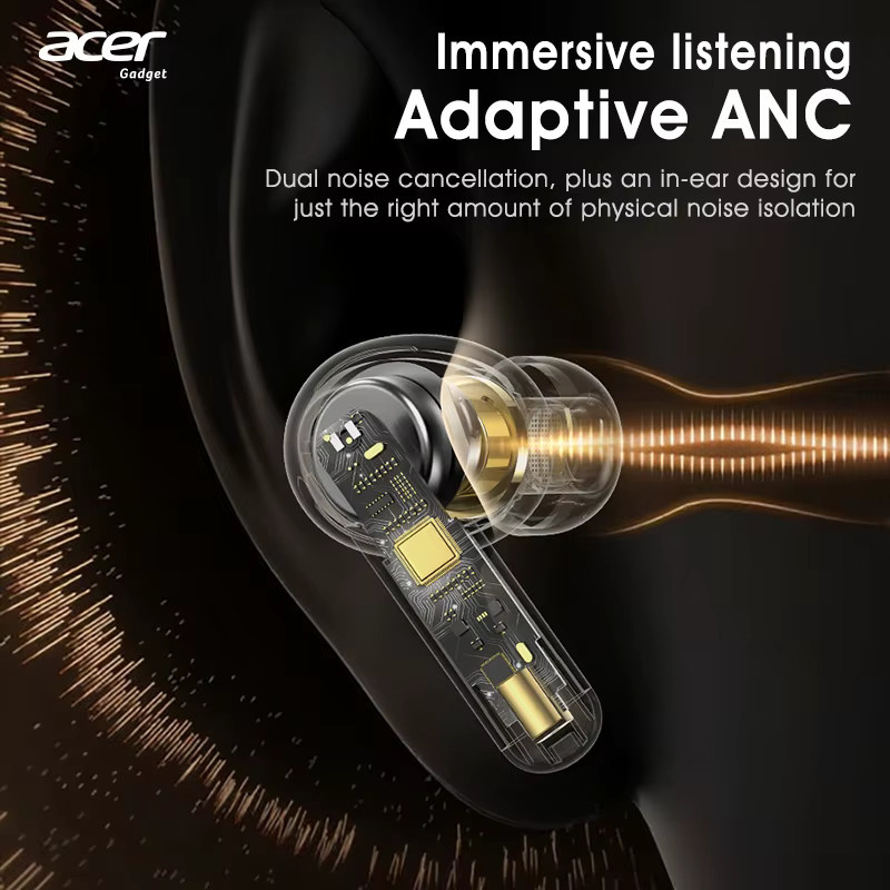 Acer Ohr646 Kabellose In-Ear Bluetooth-Kopfhörer mit ANC-Geräuschunterdrückung und Ladeetui in Beige - Bild 2