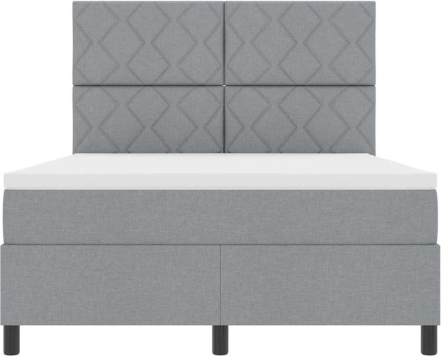 vidaXL Boxspringbett mit Matratze und LED-Unterbettbeleuchtung in Hellgrau, B/T/H: 160 x 200 x 128 cm - Bild 1