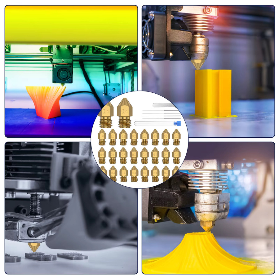 Willkey Messing 3D Drucker Düsen Kit Gold für FDM Drucker, auslaufsichere Druckdüsen für glatte Druckergebnisse - Bild 3