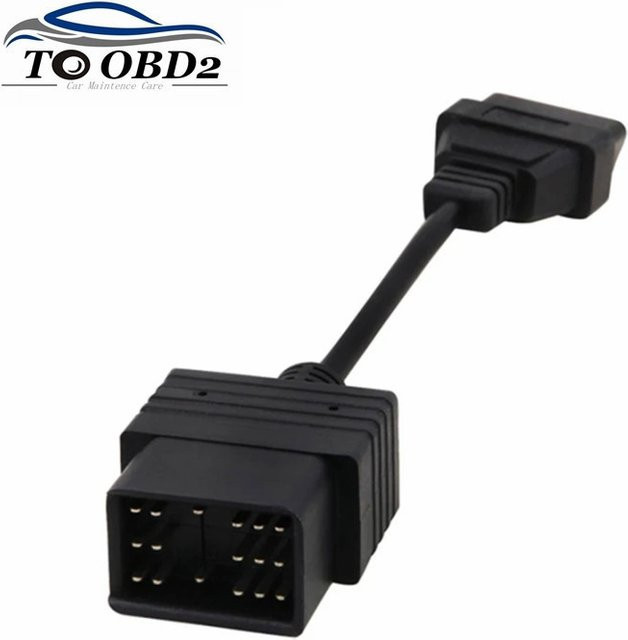 OBD2 Diagnosekabel DC Blei für Toyota 17-Pin auf OBDII 16-Pin Buchse Konverter und Verlängerung in Schwarz und Grau - Bild 1