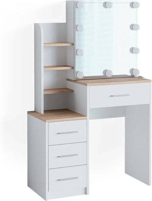 Vicco Schminktisch Conrada Weiß mit LED Beleuchtung B/T/H: 80 x 36 x 131,6 cm - Bild 2