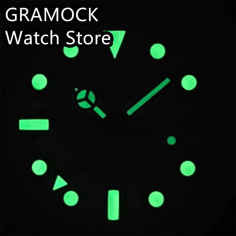 GRAMOCK Uhrenzifferblatt GMT, 29 mm, grün leuchtend, Unisex - Bild 3