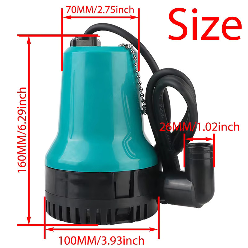 xmshxltd Solar Tauchpumpe für Outdoor und Aquarium, Elektrische DC 12/24V Tragbare Pumpe mit 4200L/H Förderleistung, 50W, Türkis - Bild 3