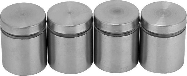 4 Stück Glasabstandshalter aus Edelstahl in Silber, Befestigungsschrauben für Werbebefestigungen, Durchmesser: 2,5 cm x 2,5 cm - Bild 1