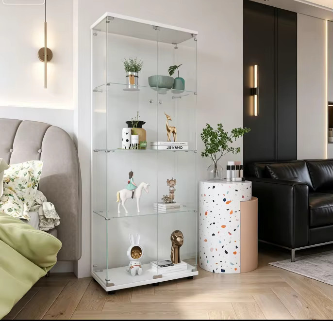 Simurq Glas-Vitrine in Schwarz mit 2 Glastüren und 4 Regalen, Höhe: 164 cm - Bild 1
