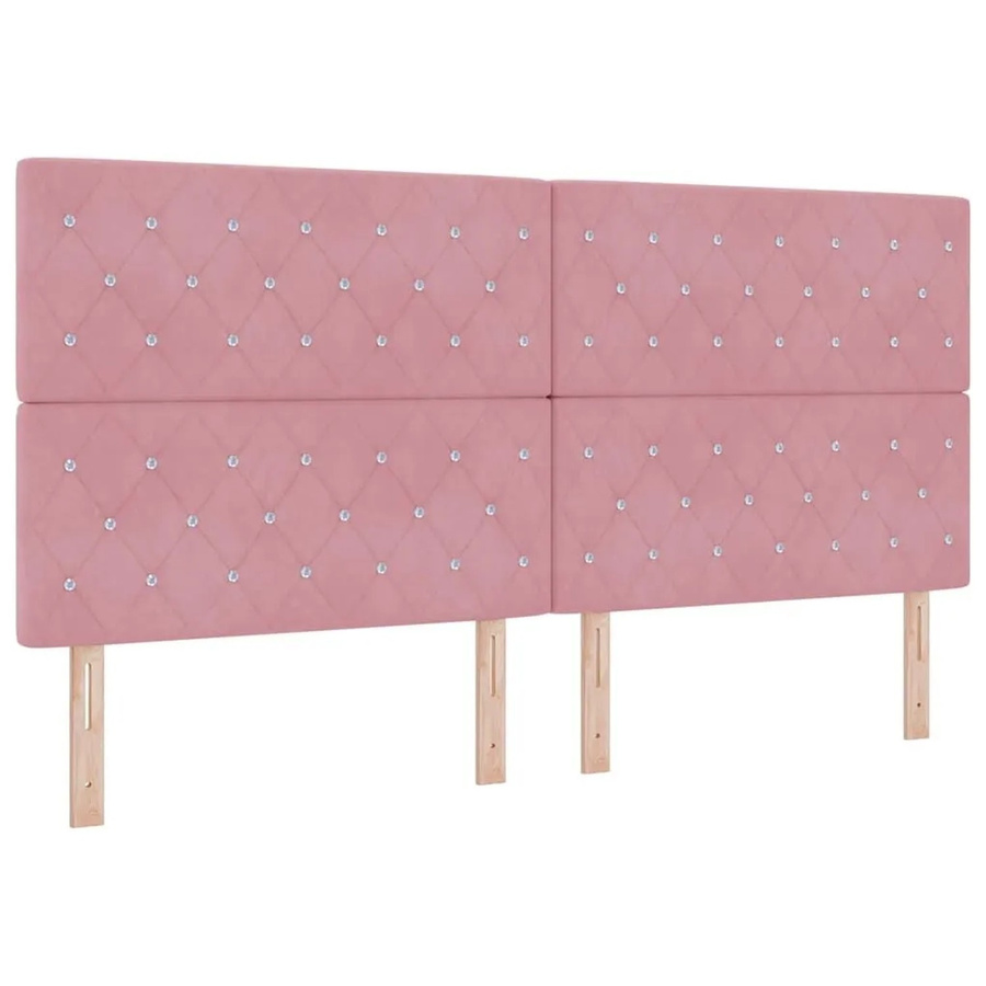vidaXL LED Boxspringbett mit Matratze in Rosa, Stoff, B/T: 200 x 200 cm - Bild 1