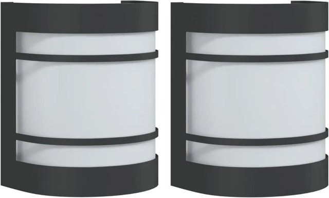 vidaXL Außenwandleuchten 2er Set aus Edelstahl und Glas in Schwarz für Garten und Außenbereich mit IP44 Schutz und E27 Fassung - Bild 1