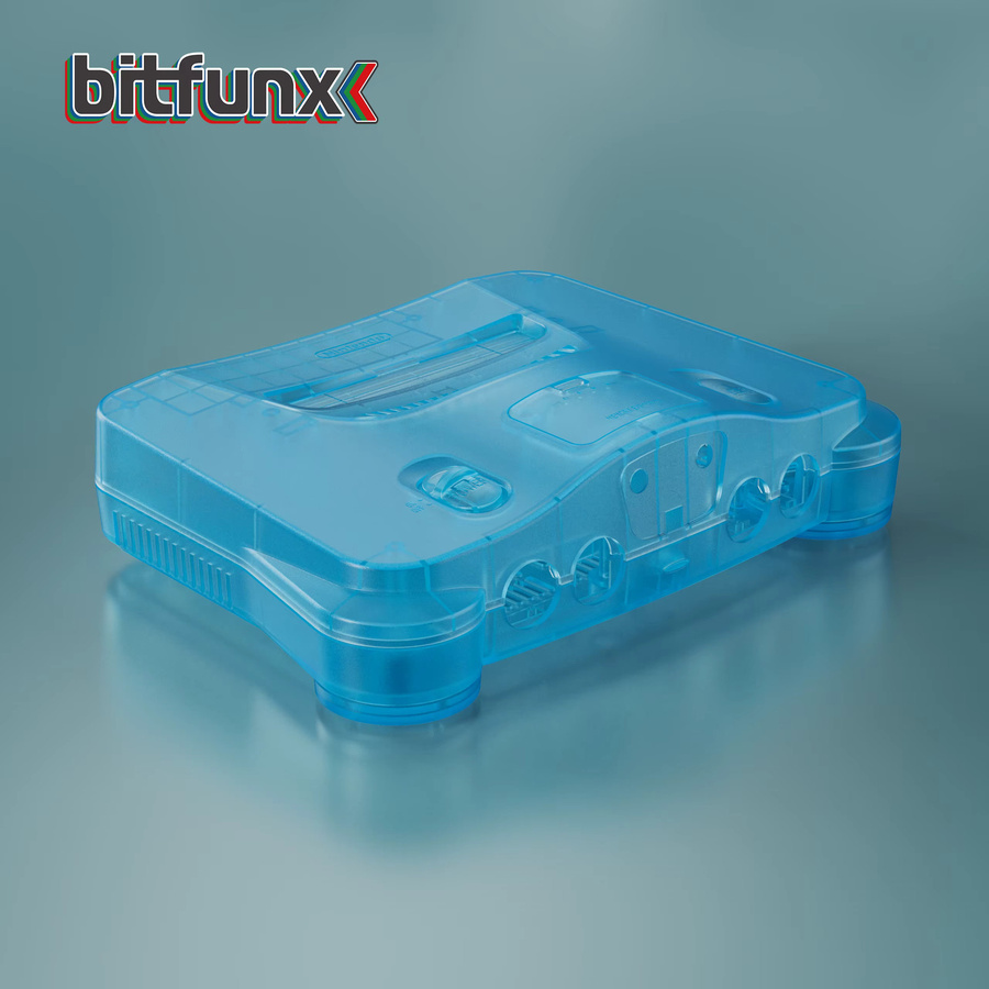 Bitfunx Ice Blue N64 Ersatzschale transparente Hülle als Schutzgehäuse für Nintendo 64 Konsolen in Blau - Bild 3