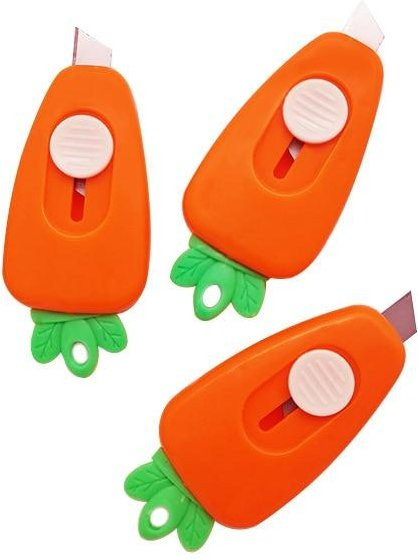 3er-Set Yiran Toy Mini Cartoon Karotten Brieföffner und Utility Box Cutter in Orange - Bild 1