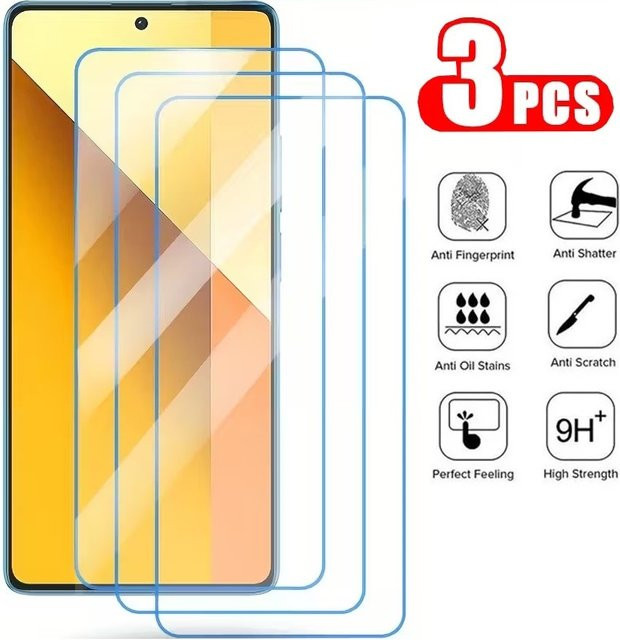 3er-Set gehärtetes Glas Display Schutzfolie für Xiaomi C65 C40 POCO X7 X6 X5 X4 X3 F7 F6 F5 GT Pro M6 M5 M3 Pro 5G transparent - Bild 1