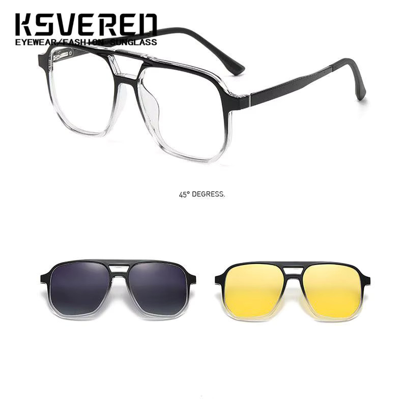 KSVEREN 3-in-1-Myopie-Brille, Herren, Vollrand, Square, black - Bild 2