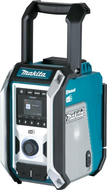 Makita Akku-Baustellenradio DMR115 mit DAB+, DAB+ und Bluetooth in Schwarz und Türkis, IP65 spritzwassergeschützt - Bild 1