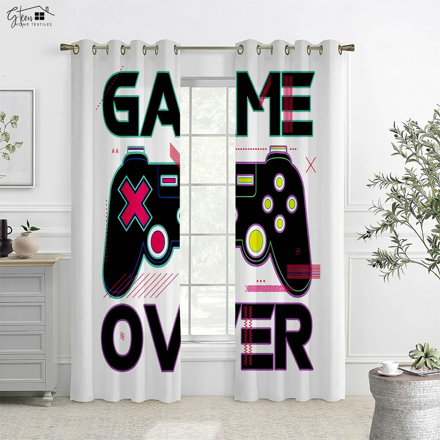 Yiran Furniture Gamecontroller Dekorative Vorhänge mit Grafikprint, 2er-Set, Multicolor, B: 50 cm, H: 130 cm - Bild 4