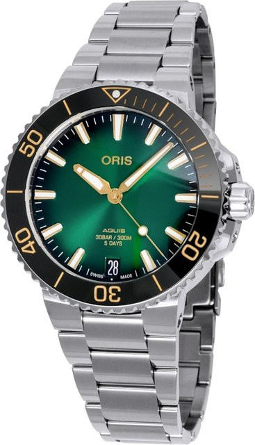 Oris Herrenuhr Aquis Date, Automatik, Edelstahl, 41,5 mm, Grün, 30 ATM - Bild 1