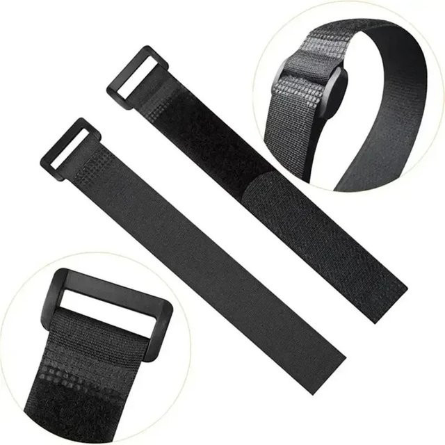 10 Stück wiederverwendbare Klettverschluss-Kabelbinder aus schwarzem Nylon, Breite: 2,5 cm - Bild 1