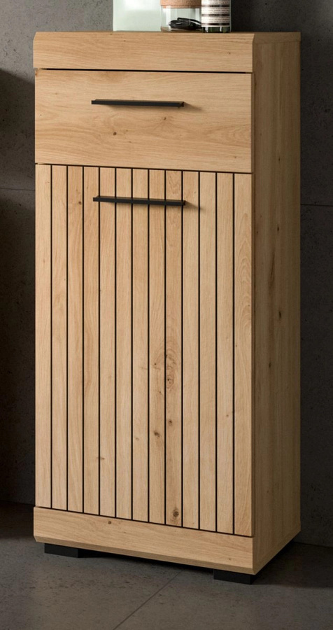 Badezimmer Kommode Shawn in Eiche, Farbe Braun, B/T/H: 37 x 31 x 88 cm - Bild 1