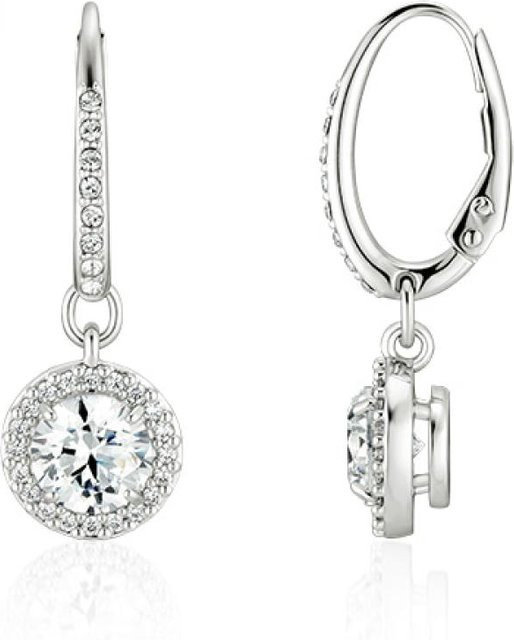 Swarovski Creolen mit Anhänger, Silber, Weiß, Kristall, Damen - Bild 1