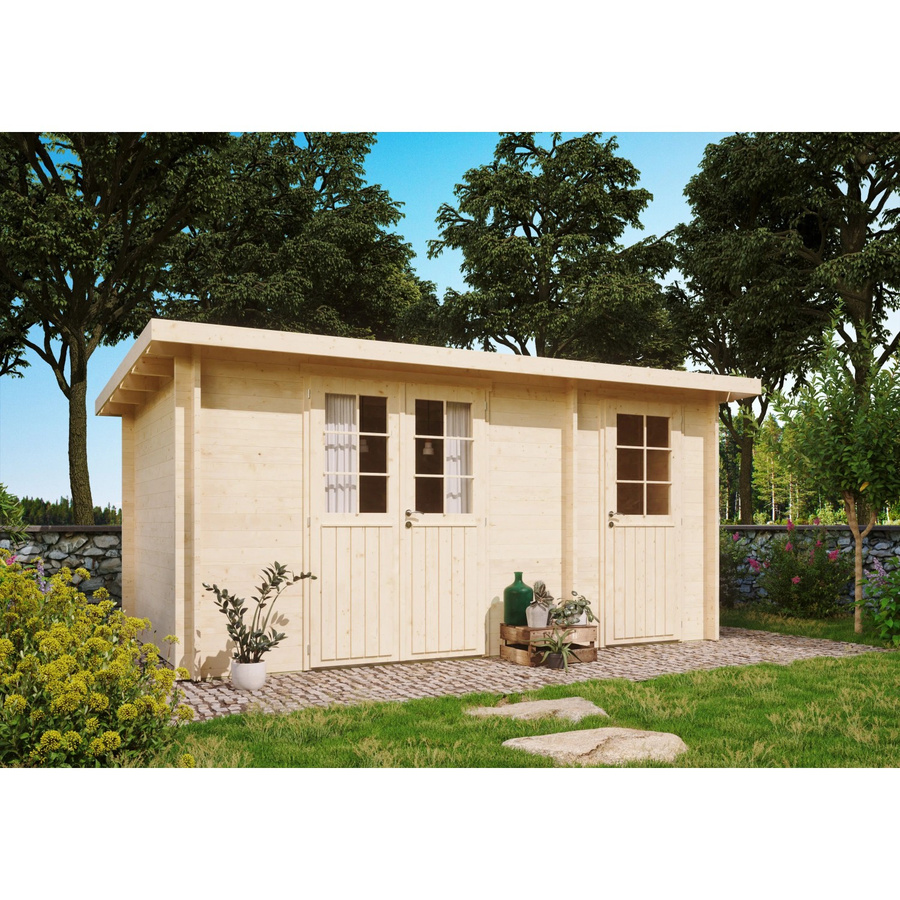 Fjordholz Gartenhaus Carin 44 B als Log Cabin in modernem Design, Vollholz, farblos imprägniert - Bild 2