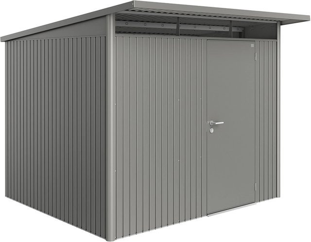 Biohort Gerätehaus AvantGarde aus Metall mit Pultdach und Standardtür in Quarzgrau-metallic, B/T/H: 260 x 260 x 218 cm - Bild 1