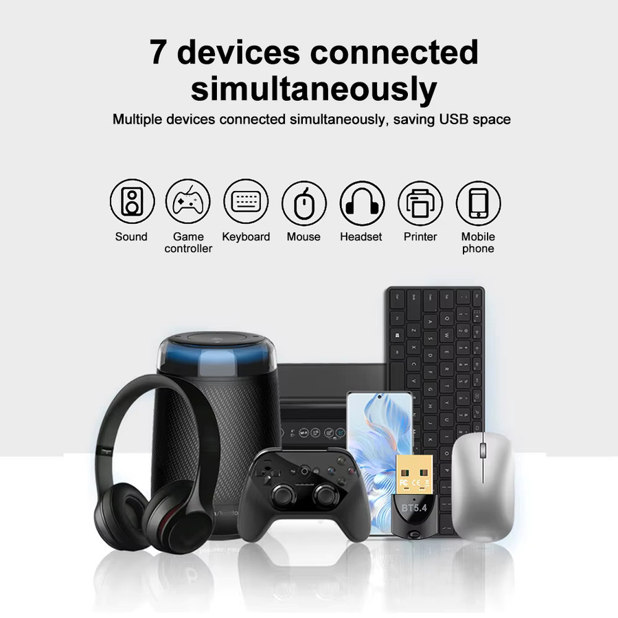 Kebidu Bluetooth 5.4 USB Adapter in Schwarz für PC, Maus, Tastatur und Audio-Receiver - Bild 3