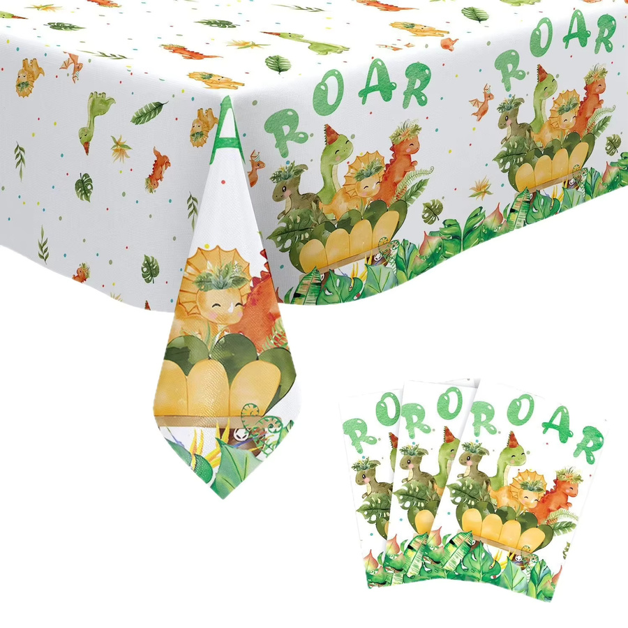 Hasbro Dinosaurier Tischdecke mit Cartoon-Grafik für Kindergeburtstage und Babypartys, rechteckig, mehrfarbig - Bild 3