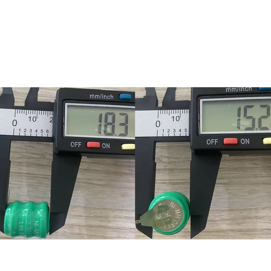 Wiederaufladbarer NiMH-Akku in Grün, 3,6 V, 80 mAh, rund mit Pins für Uhren und Elektronik - Bild 2